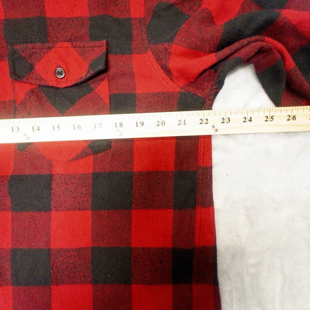 Shout House Buffalo Plaid Long Sleeve Flannel Shirt Mens XL Double Pocket